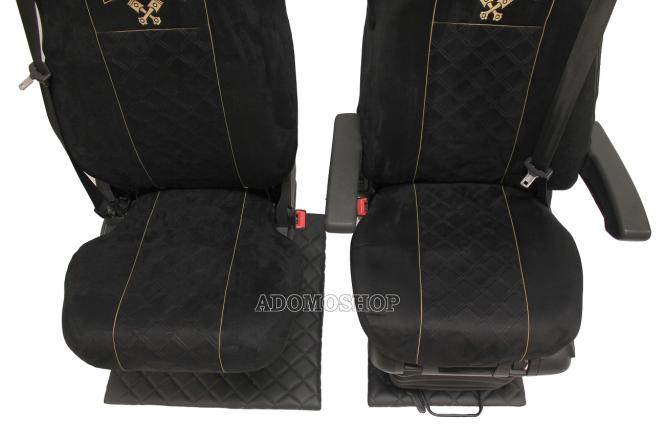 Sitzbezüge für Actros L ab 2022 MP5 und MP4 schwarz- Beifahrersitz klappbar Old Skool 