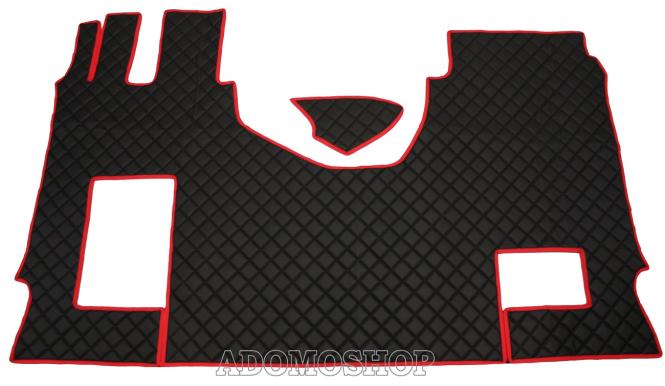 Kunstlederfußmatten mit Sitzsockel für MP5 und MP4, klappbar, schwarz-rot 