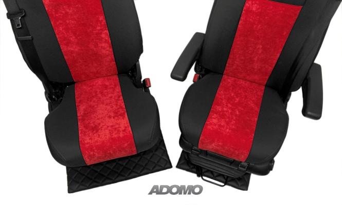 Sitzbezüge für Actros MP5 und MP4, schwarz rot, Beifahrersitz  klappbar , old skool, 8cm Kopfstützen 