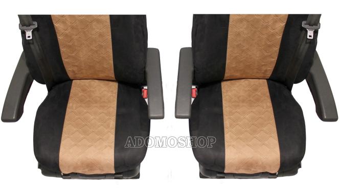 Sitzbezüge für Actros L ab 2022 MP5 und MP4 Beifahrersitz luftgefedert schwarz-braun Old Skool 