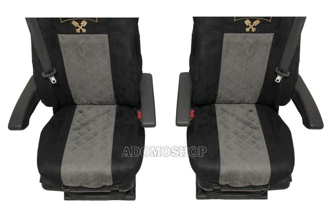 Sitzbezüge für Actros L ab 2022 MP5 und MP4 Beifahrersitz luftgefedert schwarz-grau Old Skool 