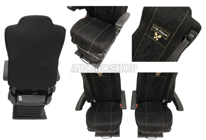 Sitzbezüge für Actros  L ab 2022 MP5 und MP4 Beifahrersitz luftgefedert schwarz Old Skool 