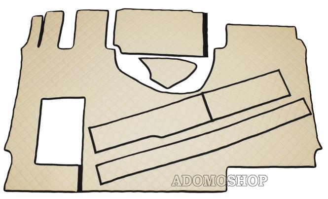 Kunstleder Fußmatten für Mercedes Actros MP5 und MP4 Solostar, beige-matt 