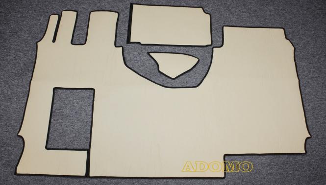 Kunstleder Fußmatten für Mercedes Actros MP5 und MP4 Solostar, beige-glatt. Umrandung schwarz 8 CM