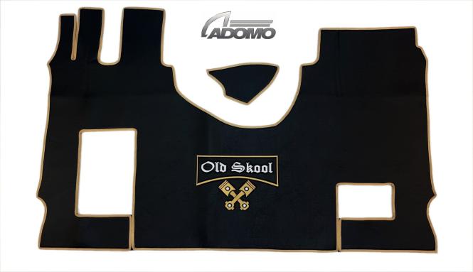 Kunstlederfußmatten MP4 und MP5 schwarz-schattiert-glatt, klappbar, großes old skool Logo 