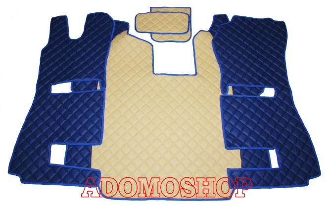 Kunstleder Fussmatten für Scannia R ab 2013 mit neuem Recarositz in blau-beige Luftgefedert 