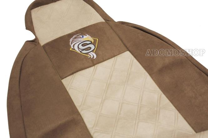 Sitzbezüge für Scania r ab 2015 bis 2017 mit RECARO Sitzen, Beifahrersitz klappbar, braun-beige 