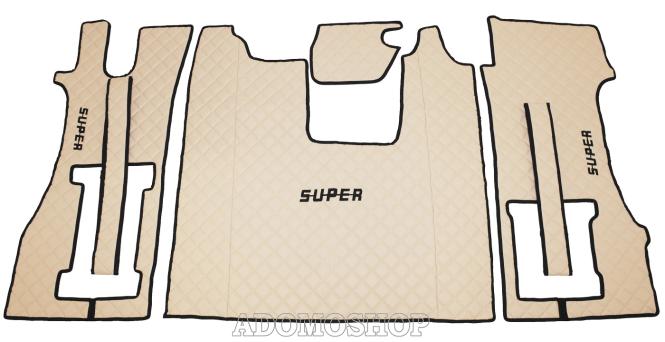 Kunstleder Fußmatten für SCANIA R ab 2017, klappbarer Beifahrersitz in beige, SUPER 