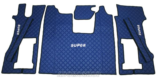 Kunstleder Fußmatten für SCANIA R ab 2017  in blau-matt, drehbar/Luft, SUPER 