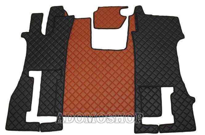 Kunstleder Fußmatten für SCANIA R ab 2017 Die neue R-Baureihe, klappbarer Beifahrersitz in braun-schwarz 