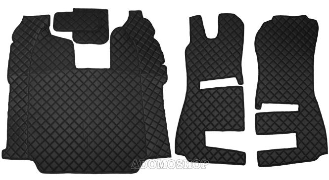 Fussmatten aus Kunstleder für Scannia R ab 2013 mit neuem Recarositz in schwarz klappbar 