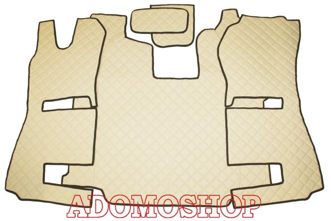 Fussmatten aus Kunstleder für Scania R ab 2013 mit neuem Recarositz in beige-Luftgefedert 