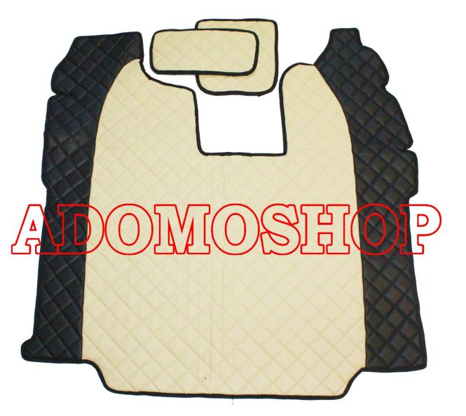 Fussmatten aus Kunstleder für Scania R ab 2013 mit neuem Recarositz in schwarz-beige luftgefedert 