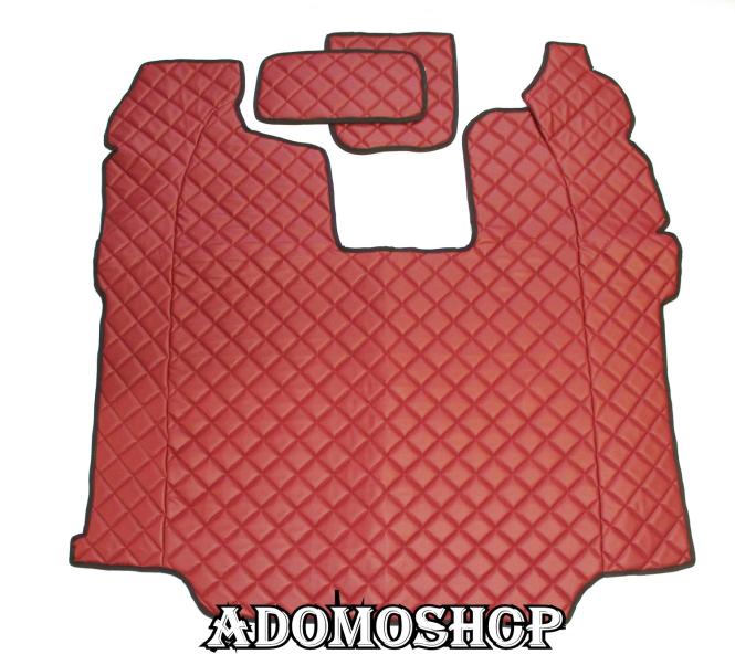 Fussmatten aus Kunstleder für Scania R ab 2013 mit neuem Recarositz in bordorot Luftgefedert 