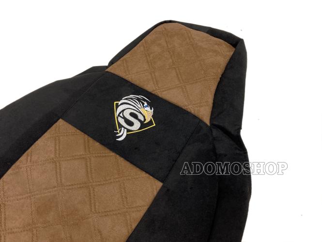 Sitzbezüge für Scania r ab 2015 bis 2017mit RECARO Sitzen, Beifahrersitz klappbar, schwarz-braun 