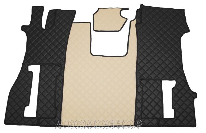 Kunstleder Fußmatten für SCANIA R ab 2017 Die neue R-Baureihe, klappbarer Beifahrersitz in beige-schwarz 