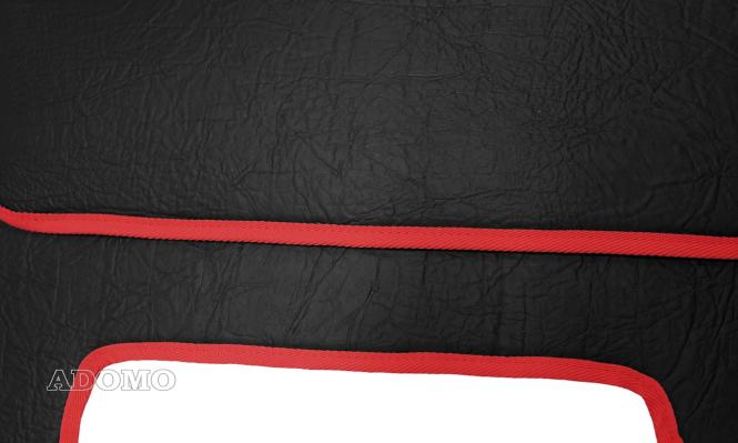 Kunstleder Fußmatten für SCANIA R ab 2017 New Generation, klappbarer Beifahrersitz in Schwarz-glatt ,Umr. rot 