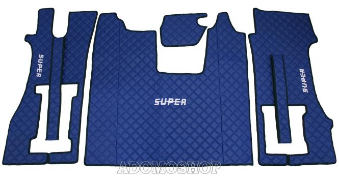 Kunstleder Fußmatten für SCANIA R ab 2017, klappbarer Beifahrersitz in blau, SUPER 