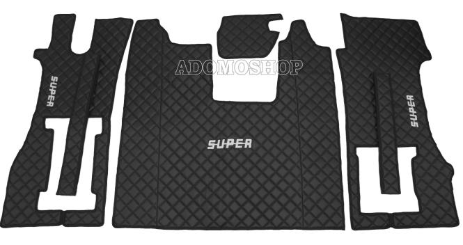 Kunstleder Fußmatten für SCANIA R ab 2017, klappbarer Beifahrersitz in schwarz, SUPER 