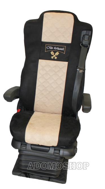 Sitzbezug NUR Fahrerseite für Actros L ab 2022 MP5 und MP4 schwarz - beige 