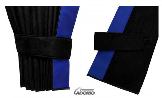 2 Seitengardinen für DAF XF 106, schwarz-blau, ohne Borde 