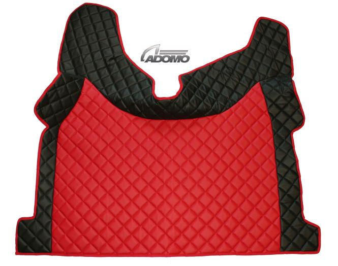 Kunstlederfußmatten mit Sitzsockel für Volvo FH4, FH5, Beifahrersitz drehbar, schwarz-rot-matt 