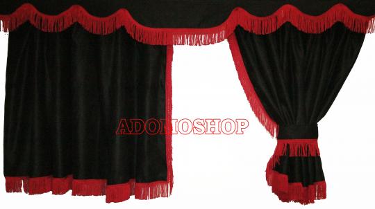 Lkw Gardinen für DAF ab 2021 XG XG+ XF, schwarz-rot, gratis Gardinenhaken 