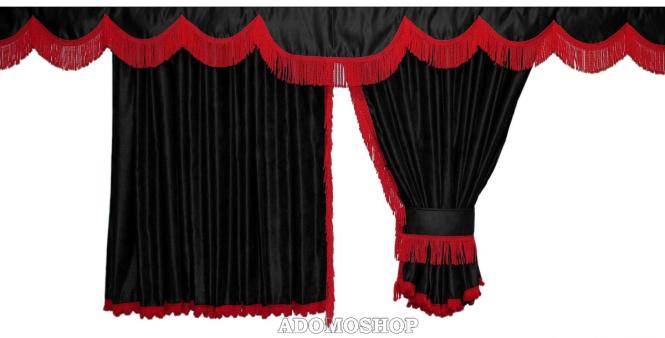 Lkw Gardinen Scania Topline, Highline, schwarz-rot, gratis Gardinenhaken 