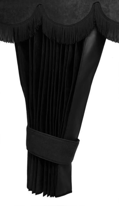 LKW Gardinen in Plissee-Look mit 2 Rückhalterbändern und Frontscheibenborde , schwarz-schwarz 