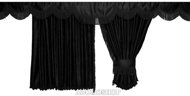 Lkw Gardinen für Volvo FH5, FH4, FH, schwarz-schwarz, gratis Gardinenhaken 