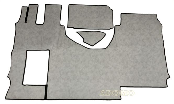 Kunstleder Fußmatten für Mercedes Actros MP5 und MP4 Solostar, grau-schattiert-Umrandung schwarz-glatt 13 CM