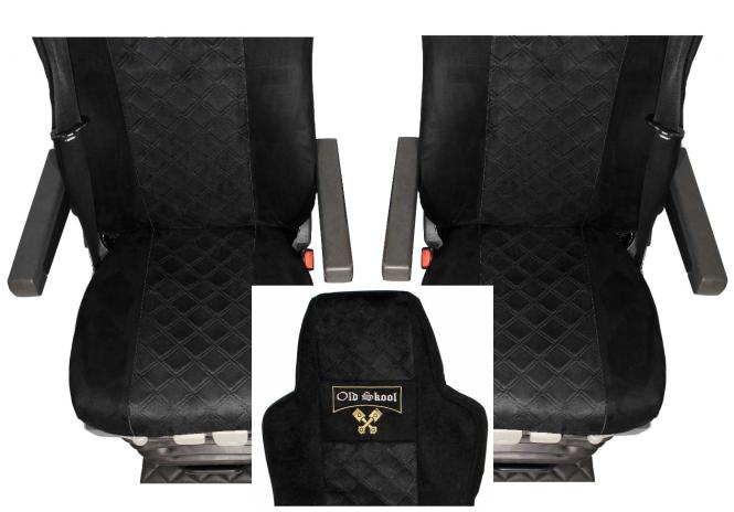 Sitzbezüge für neuen MAN TGX, TGS ab 2020 2 Gurt, schwarz-, Old Skool 