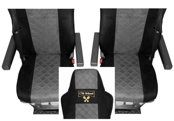 Sitzbezüge für neuen MAN TGX, TGS ab 2020 2 Gurt, schwarz-grau, Old Skool 