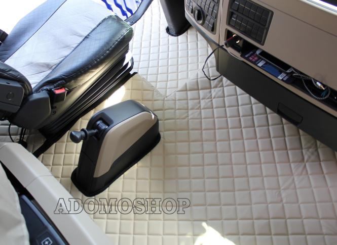 Kunstlederfußmatten für Man TGX ab 2018, mit 1-Schublade, beige-MATT 