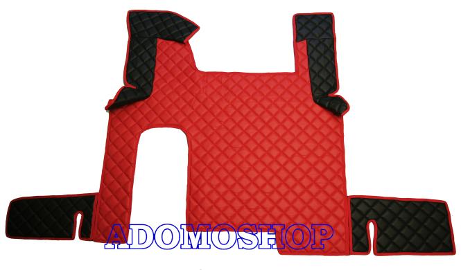 Kunstlederfussmatten für MAN TGX ab 2007 automatik 2 Schubladen schwarz-rot-mat 