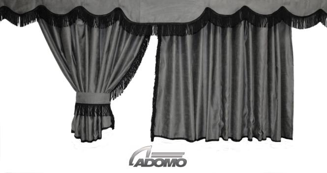 Lkw Gardinen für Scania S ab 2017 ,grau-schwarz, gratis Gardinenhaken 