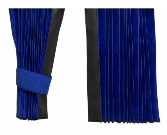 LKW Gardinen in Plissee-Look mit 2 Rückhalterbändern, blau-schwarz 