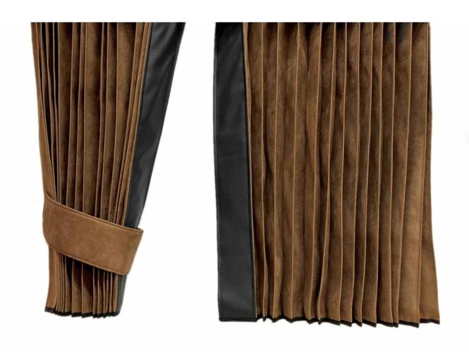 LKW Gardinen in Plissee-Look mit 2 Rückhalterbändern, braun-schwarz 