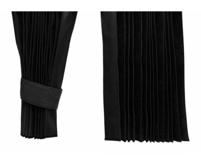 LKW Gardinen in Plissee-Look mit 2 Rückhalterbändern, schwarz-schwarz 