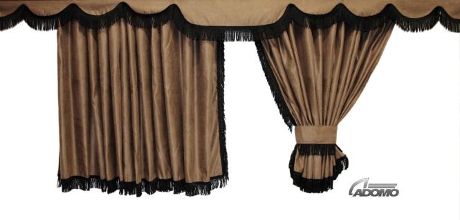 Lkw Gardinen für Volvo FH5, FH4, FH, braun-schwarz, gratis Gardinenhaken 