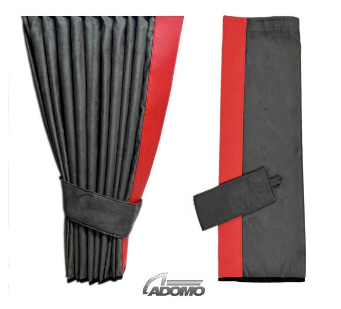 2 Seitengardinen für Volvo FH Aero FH4 ​​​​​​FH5 grau- rot OHNE oder MIT old skool 
