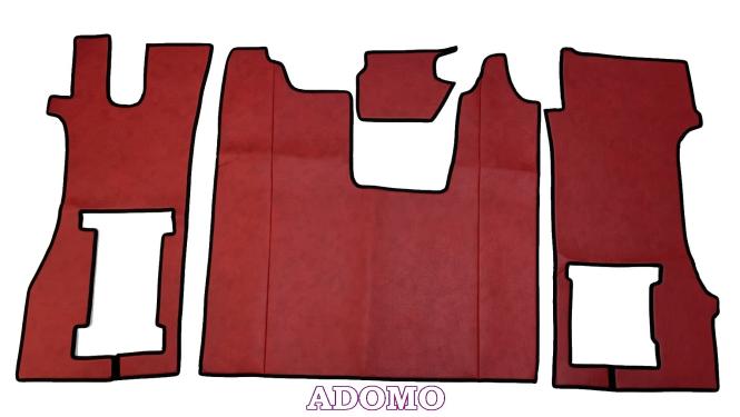 Kunstleder Fußmatten für SCANIA R ab 2017 New Generation, klappbarer Beifahrersitz in rot-schattiert-glatt 