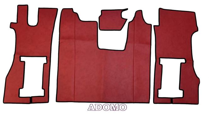 Kunstleder Fußmatten für SCANIA R ab 2017 New Generation, drehbarer/luftgefederter Beifahrersitz in rot-schattiert-glatt 