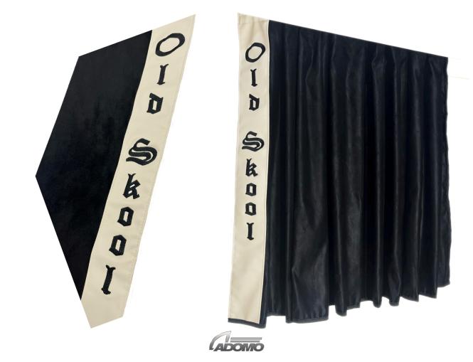 2 Seitengardinen für Volvo FH Aero FH4 ​​​​​​FH5 schwarz- beige OHNE oder MIT old skool MIT old skool
