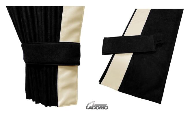 2 Seitengardinen für MAN TGX, TGS ab 2020 schwarz- beige OHNE oder  MIT old skool OHNE old skool