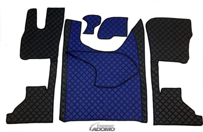 Kunstlederfußmatten mit Sitzsockel für DAF ab 2021 XG, XG+ luftgefedert schwarz-blau 