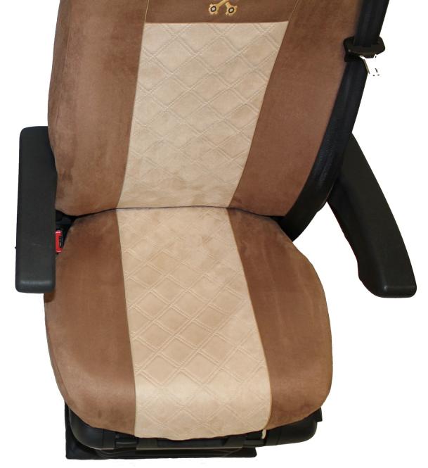Sitzbezug NUR Fahrerseite für Actros L ab 2022 MP5 und MP4 braun - beige 