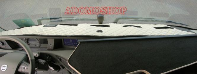 Armaturenabdeckung aus Kunstleder für Volvo FH4, FH5 mit Kollisionswarner , beige-matt, umr.schwarz 