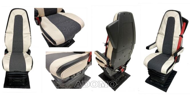 Sitzbezüge aus Kunstleder für Volvo FH4 und FH5 schwarz-beige, Beifahrer ohne Armlehnen OHNE old skool 