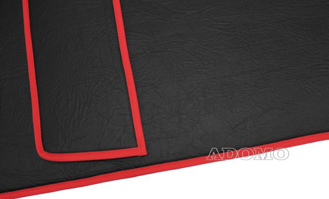 Kunstlederfußmatten mit Sitzsockel für Volvo FH4, FH5 schwarz-glatt, Umr. rot, Beifahrersitz DREHBAR 